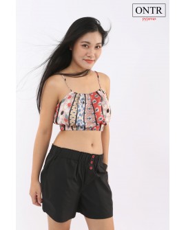 Bộ hai dây crop top họa tiết Nhật Free Size